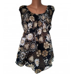 Sleeveless summer blouse with floral pattern