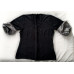 Black short sleeve knitted blouse with gray satin